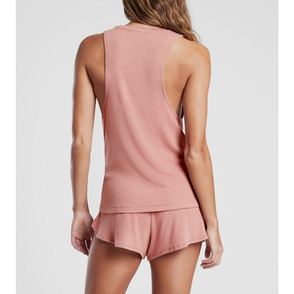 NWT ATHLETA WOMEN'S PALERMO PINK SLEEVELESS WELL RESTED RIB TANK AND SHORTS 3X - Picture 2 of 4